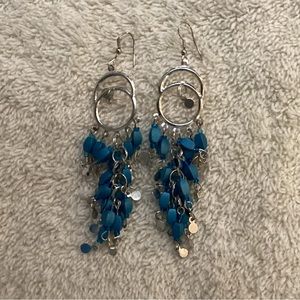Turquoise/Silvertone Dangle Earrings